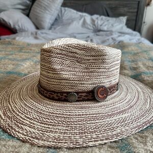 Charlie Horse hat with leopard band, size S